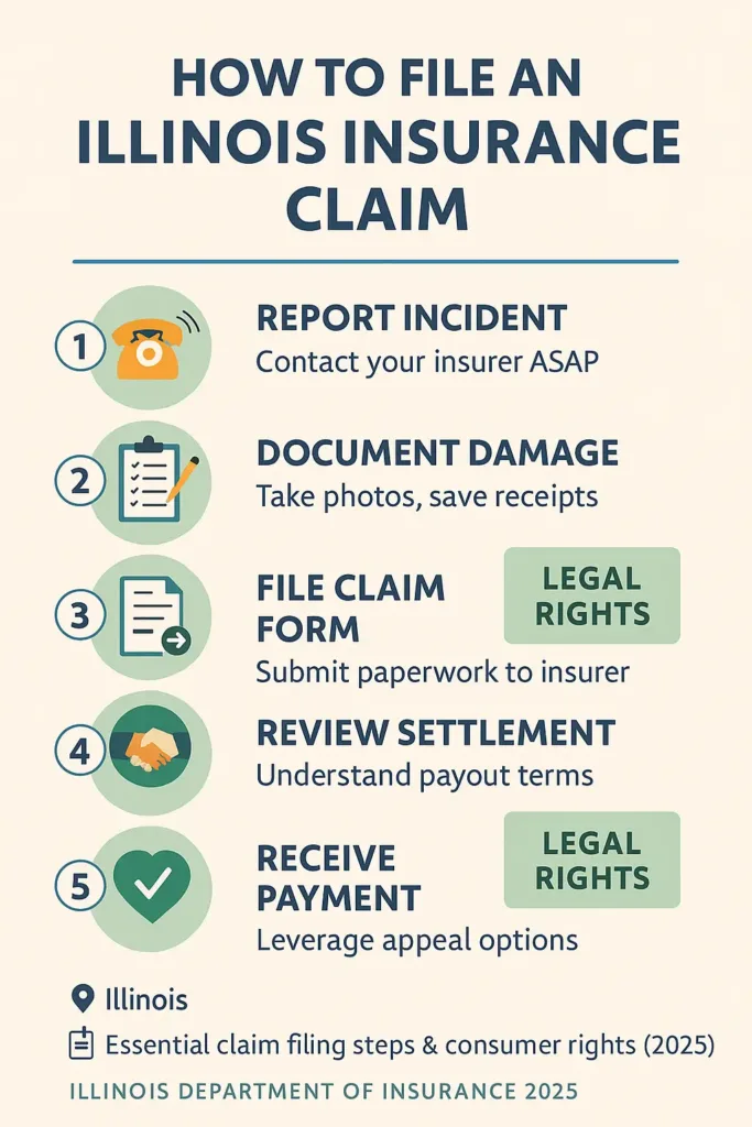 Illinois Insurance: Your Essential 2025 Guide Illinois insurance Step-by-step claim process for Illinois insurance with legal rights explained