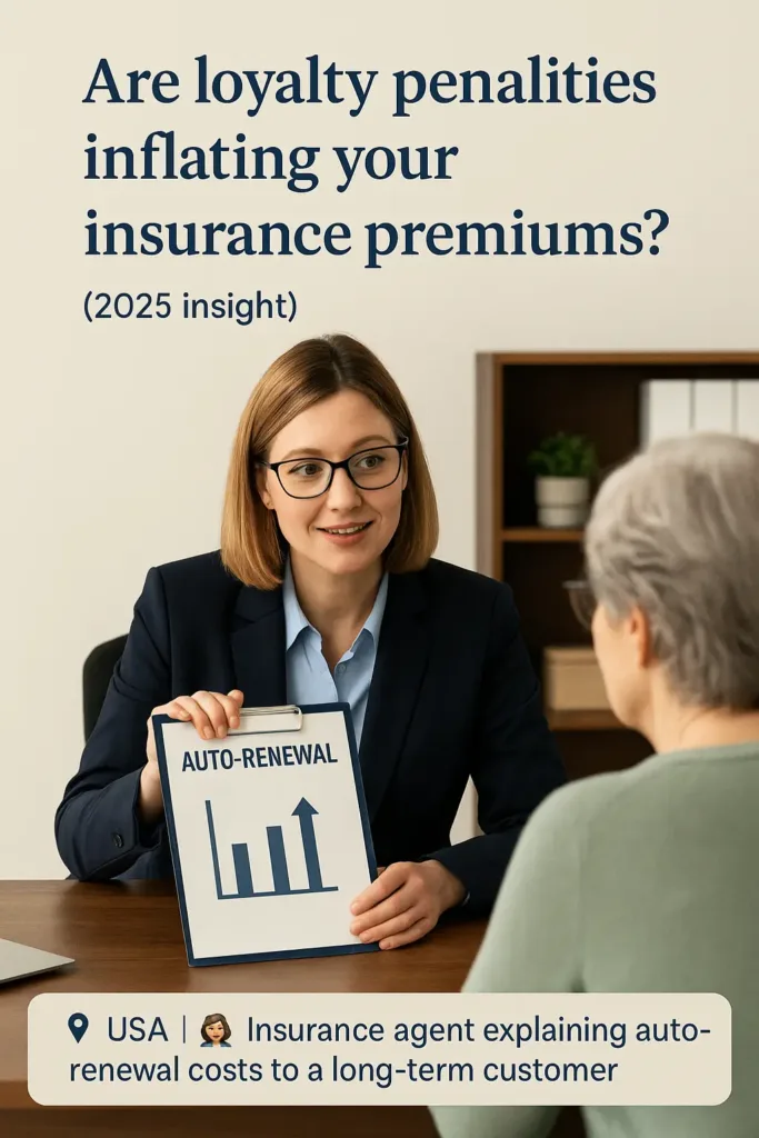 Insurance Policy Secrets Insurance Policy Visual showing an insurance agent explaining auto-renewal premium increases to a customer (2025)