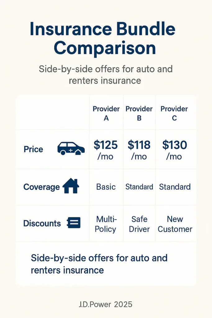 Auto and Renters Insurance Bundle Auto and Renters Insurance Bundle Side-by-side comparison of auto and renters insurance bundle offers (2025)