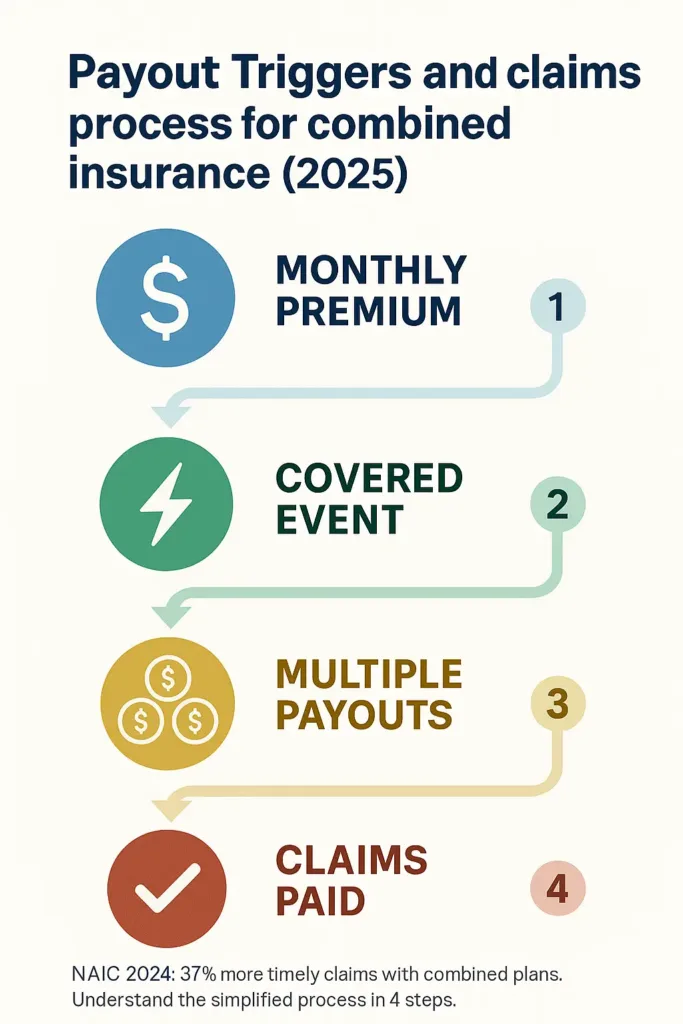 Combined Insurance: Streamlined Protection for Your Income combined insurance Step-by-step diagram showing how combined insurance triggers payouts