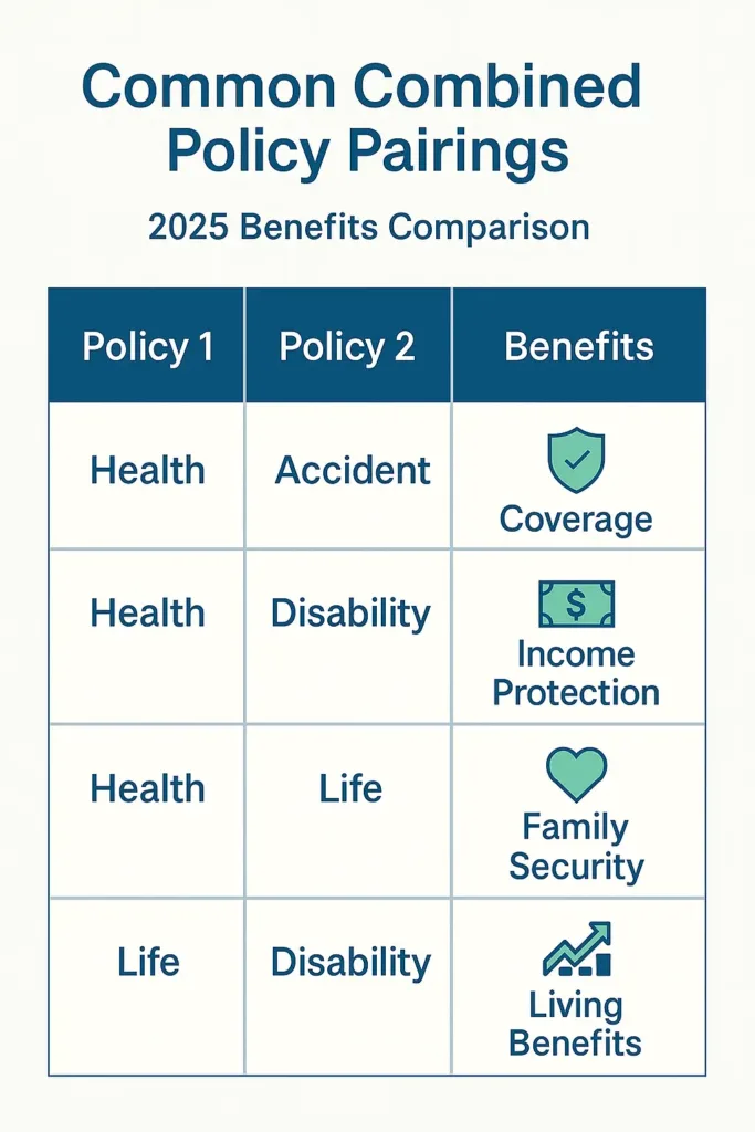 Combined Insurance: Streamlined Protection for Your Income combined insurance Comparison table of common combined insurance pairings and benefits