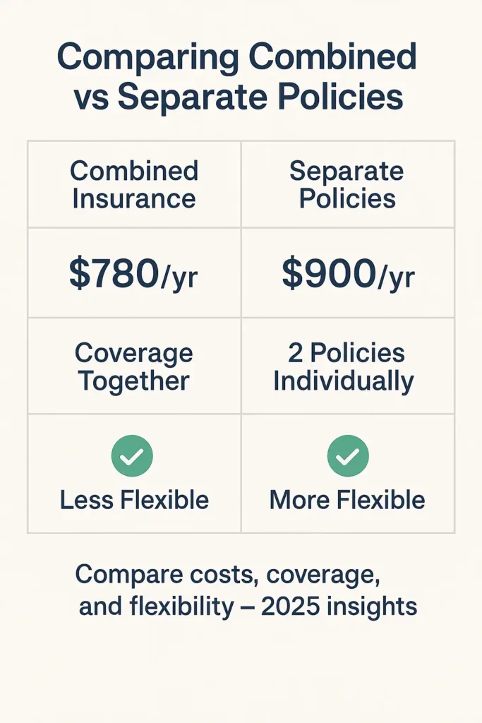 Combined Insurance: Streamlined Protection for Your Income combined insurance Side-by-side comparison of combined vs separate insurance cost and benefits