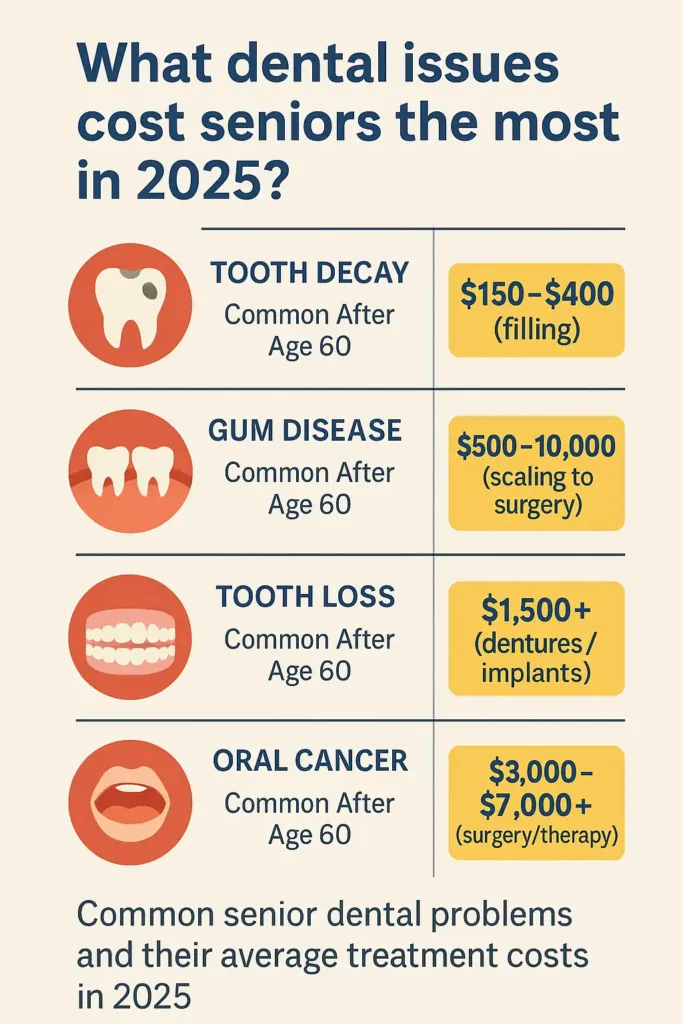 Dental Insurance for Seniors dental insurance for seniors Average cost of common dental issues for seniors over 60 with no insurance
