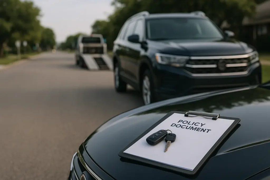 Driveaway Insurance 2025 car insurance quotes massachusetts Vehicle prepared for delivery with visible driveaway insurance document – USA (2025)
