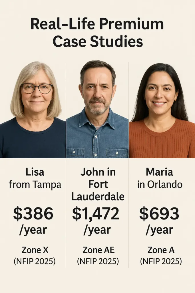 How Much Is Flood Insurance in Florida how much is flood insurance in Florida Visual showing actual Florida homeowners’ flood insurance premiums in Tampa, Fort Lauderdale, and Orlando, segmented by FEMA zone.