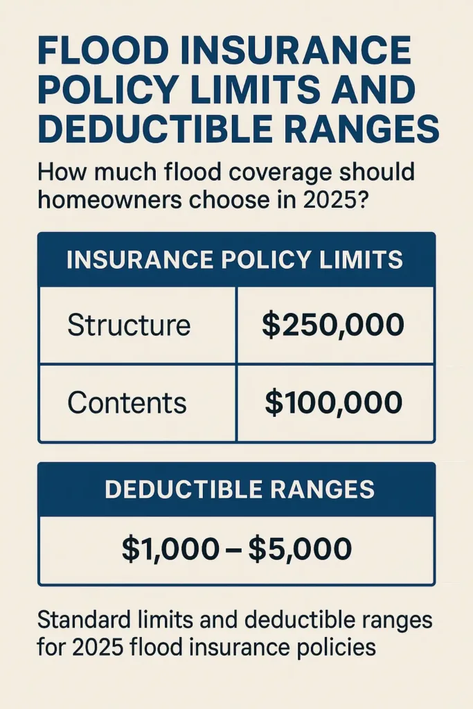 Flood Insurance for Homeowners flood insurance for homeowners Flood insurance policy limits and deductible ranges for U.S. homeowners – 2025