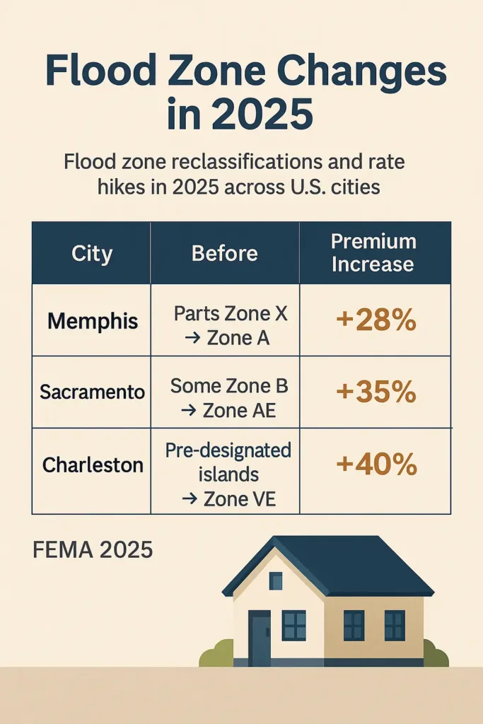 Flood Insurance for Homeowners flood insurance for homeowners Flood zone updates and premium increases in major U.S. cities: Memphis, Sacramento, Charleston – 2025