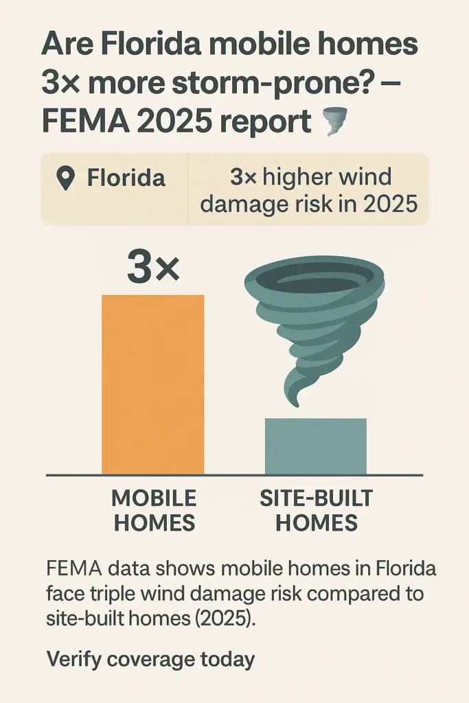 Insurance for Mobile Homes insurance for mobile homes Comparison chart of mobile home windstorm vulnerability in Florida vs site-built homes using 2025 FEMA data