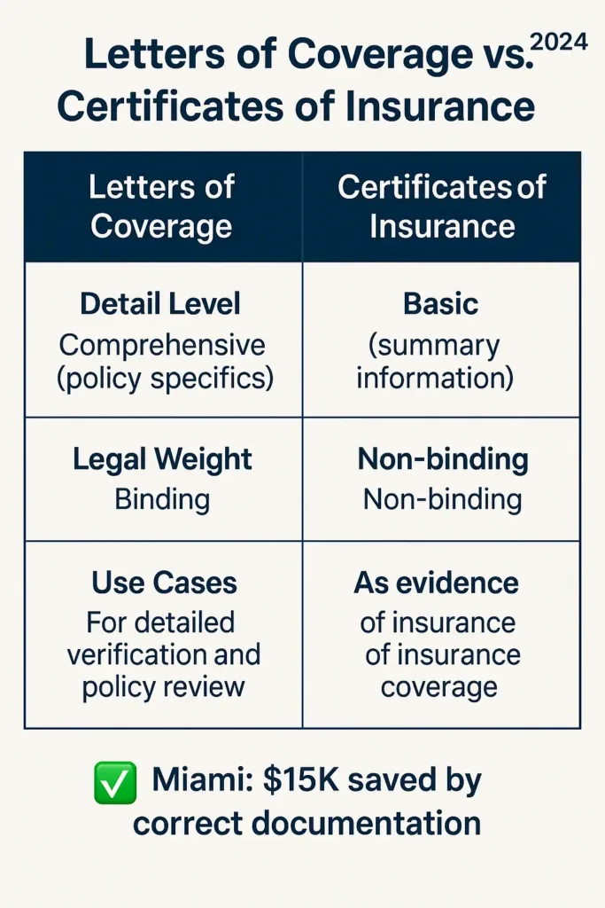 Letters of Coverage: Essential Guide to Easy Requests letters of coverage 2024 audits reveal 57% of businesses mistakenly treat certificates of insurance as full coverage proof, risking contract compliance.