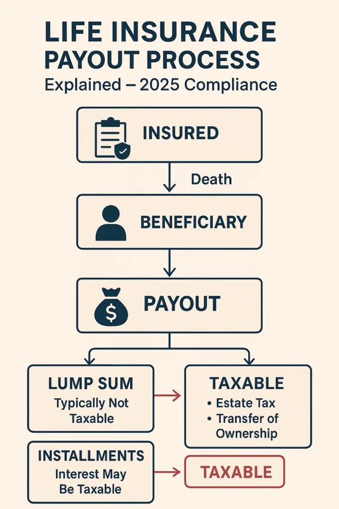 Is Life Insurance Taxable? A Clear Guide to IRS Rules is life insurance taxable Diagram explaining how life insurance payouts work – life insurance taxable basics 2025