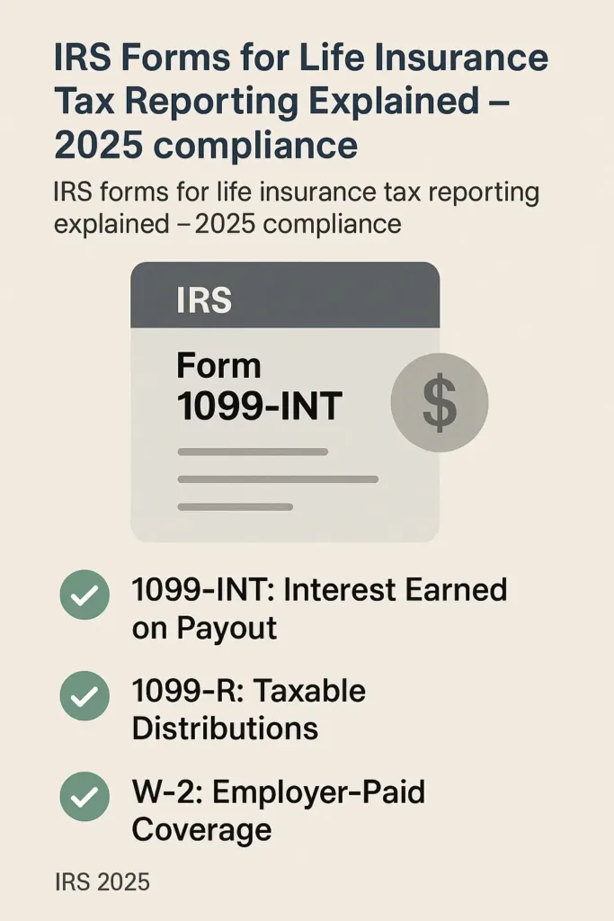 Is Life Insurance Taxable? A Clear Guide to IRS Rules is life insurance taxable Visual guide of IRS forms (1099-INT, 1099-R, W-2) for life insurance payouts