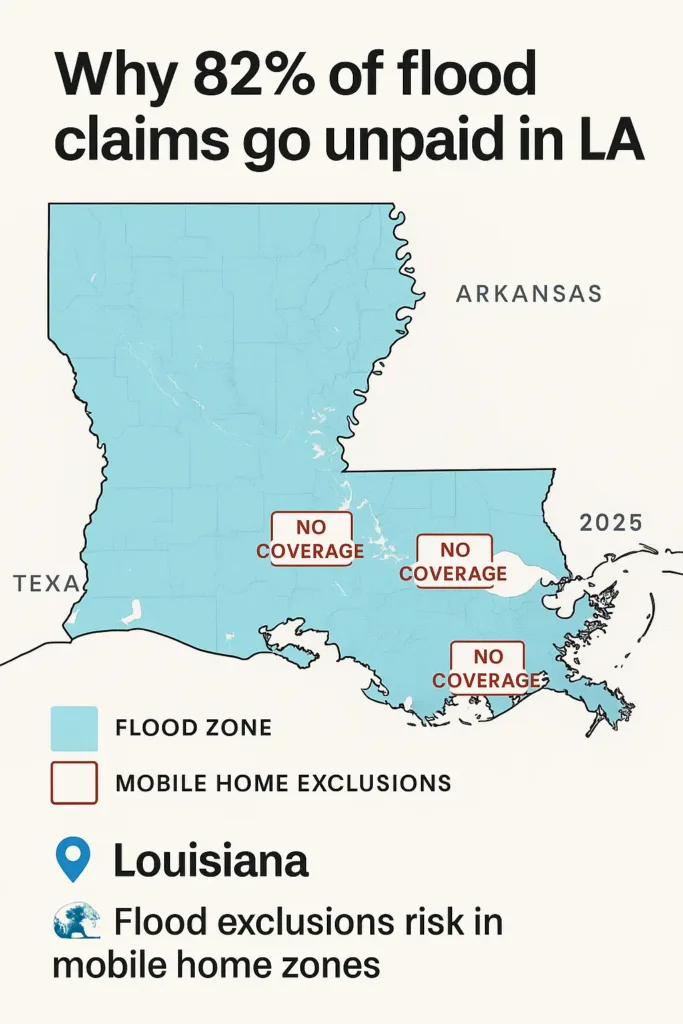 Insurance for Mobile Homes insurance for mobile homes Louisiana flood zone mobile home insurance exclusions map with FEMA 2025 coverage gaps highlighted