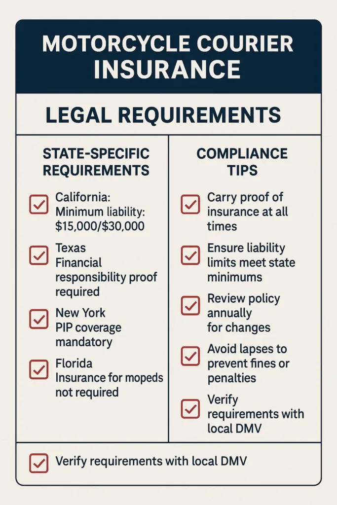 Motorcycle Courier Insurance motorcycle courier insurance Compliance checklist for motorcycle courier insurance state regulations.