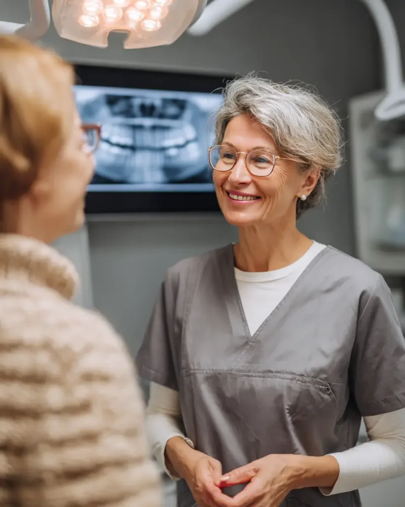 Dental Insurance for Seniors: The Ultimate 2024 Survival Guide dental insurance for seniors Dental assistant explaining costs to Hispanic senior in San Antonio