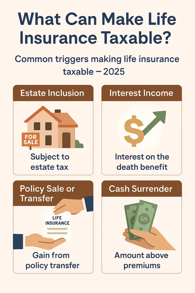 Is Life Insurance Taxable? A Clear Guide to IRS Rules is life insurance taxable Chart of situations where life insurance becomes taxable in 2025