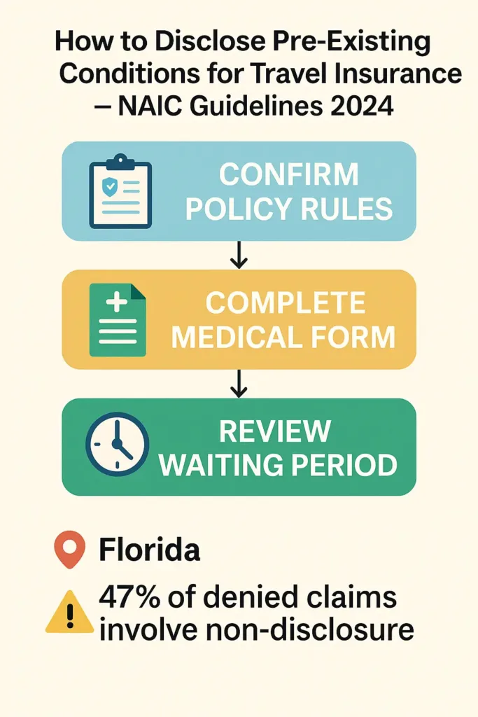 Travel Insurance for Seniors travel insurance for seniors Step-by-step process for declaring pre-existing conditions in senior travel insurance (NAIC 2024)