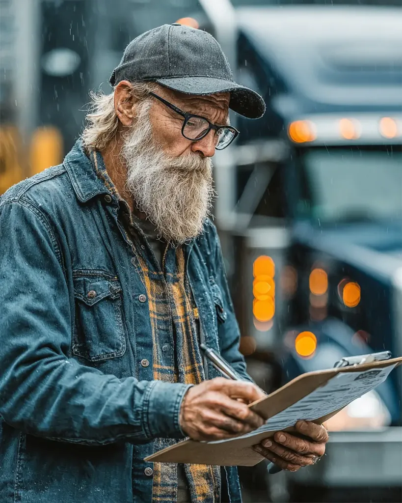 Truck Liability Coverage: Essential Legal Protection for Trucking Businesses truck liability coverage Truck driver reviewing accident report in cabin