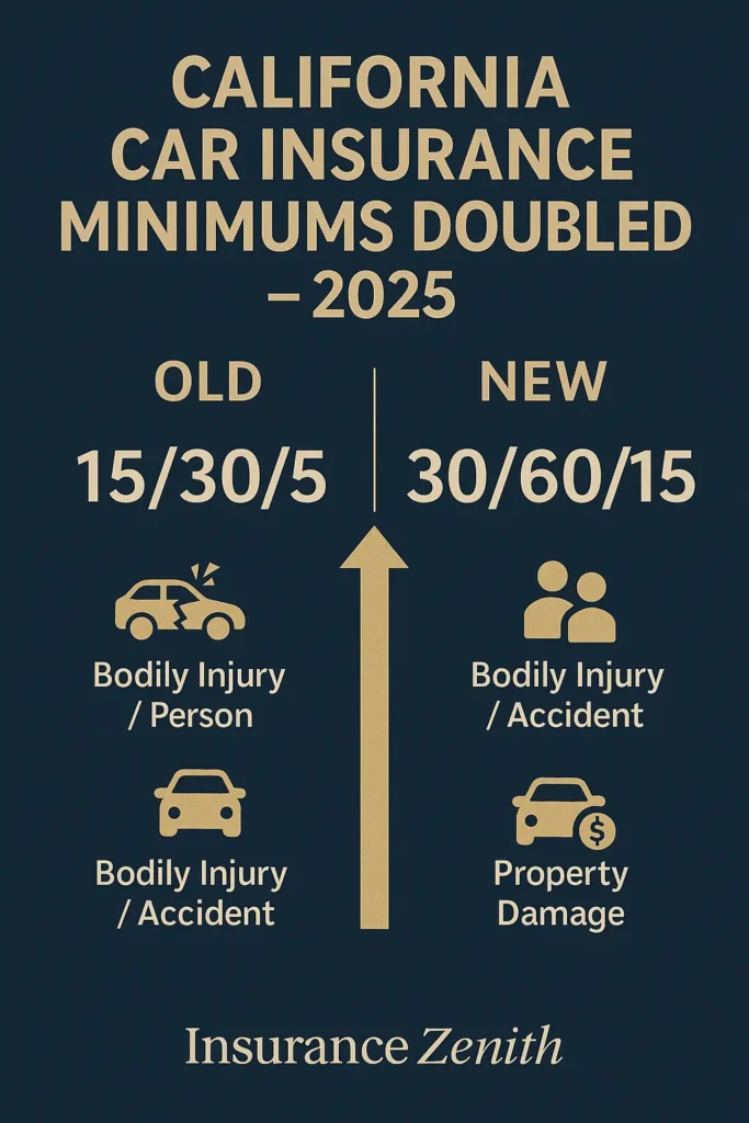 Car Insurance by State Car Insurance by State Infographic comparing California old vs new car insurance by state minimums 2025