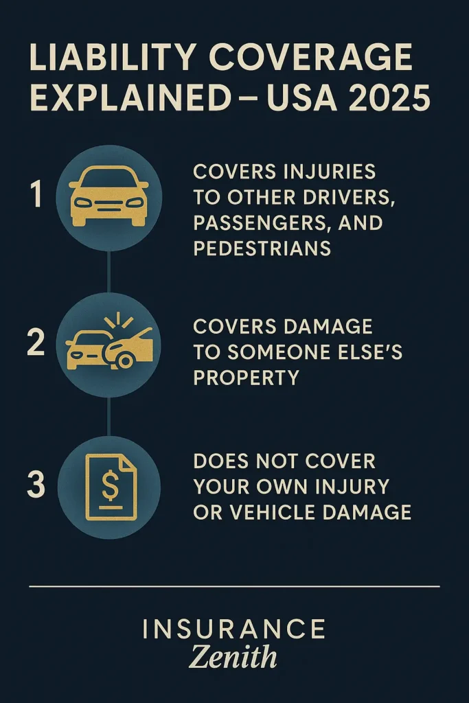Car Insurance Coverage Types Car Insurance Coverage Types Diagram showing liability coverage basics in car insurance USA 2025