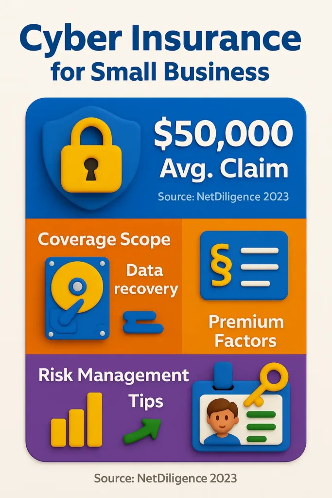 Business Insurance in the USA renters insurance houston Infographic on cyber insurance coverage and statistics for businesses in the USA – 2025