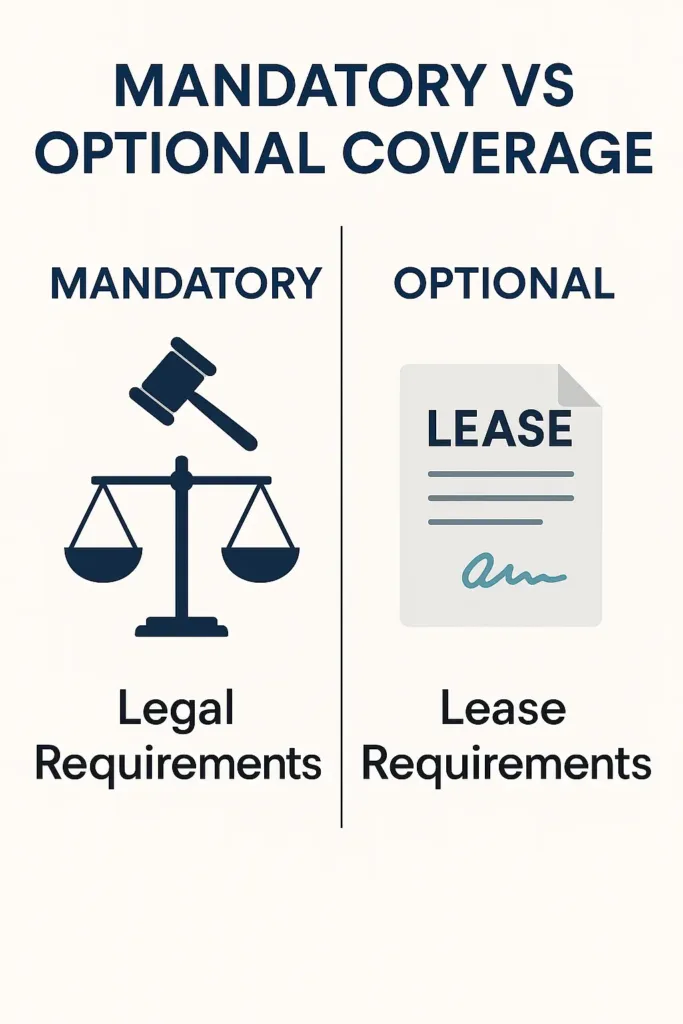 Renters Insurance Houston – Smart Tips to Save in 2025 renters insurance houston Diagram explaining the difference between legal requirements and lease clauses for renters insurance in Houston.