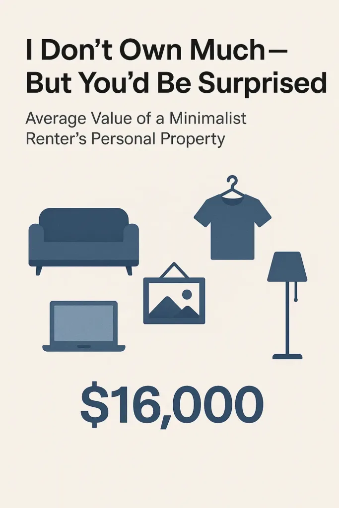 Renters Insurance Houston – Smart Tips to Save in 2025 renters insurance houston Infographic detailing the average value of personal belongings for Houston renters, even minimalists.