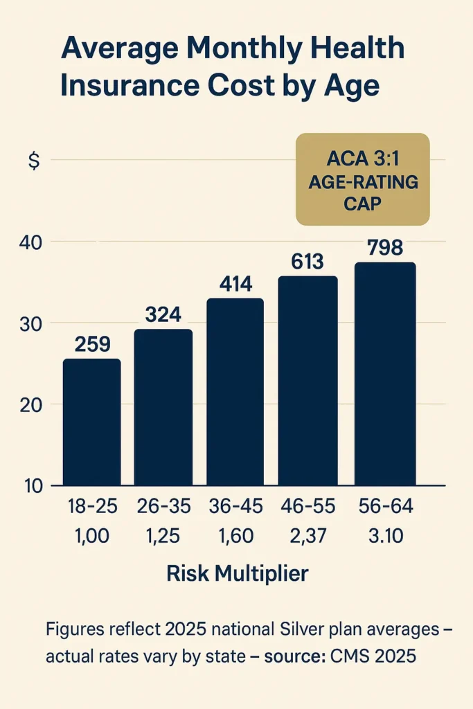 Average Health Insurance Cost Per Month USA - Complete Guide 2025 average health insurance cost per month USA bar chart showing Average Health Insurance Cost Per Month USA by age group from 18 to 64