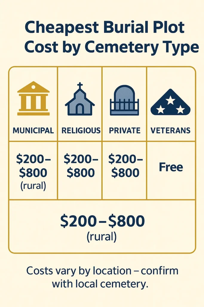 Burial Plot Cost - Complete Guide 2025 Burial Plot Cost comparison table of cheapest burial plot cost by cemetery type