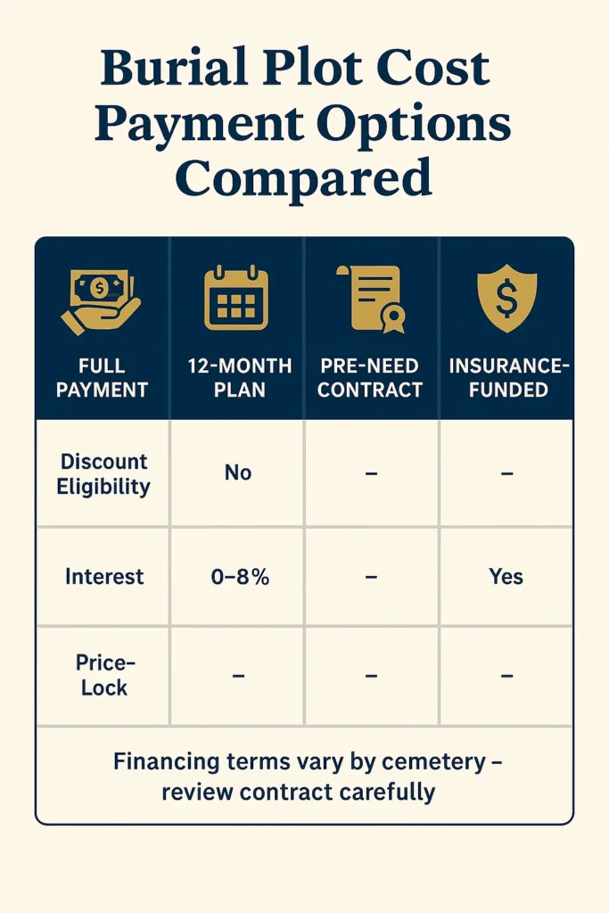 Burial Plot Cost - Complete Guide 2025 Burial Plot Cost chart of burial plot cost payment plan options and key features