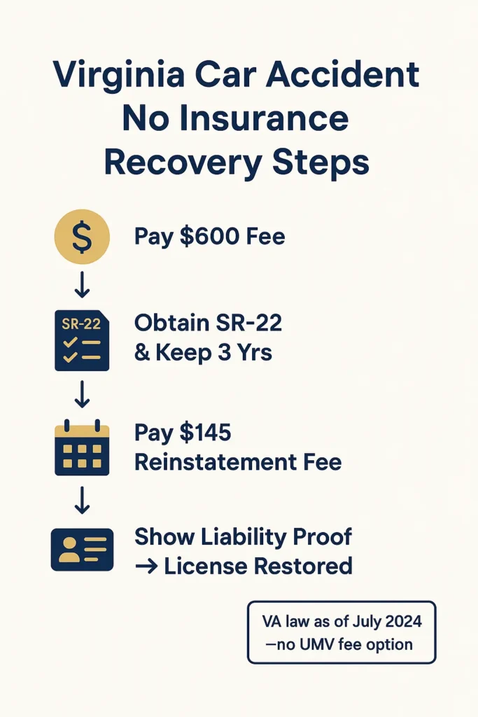 Car Accident No Insurance – Complete Guide 2025 Car Accident No Insurance checklist and timeline of Virginia Car Accident No Insurance recovery requirements