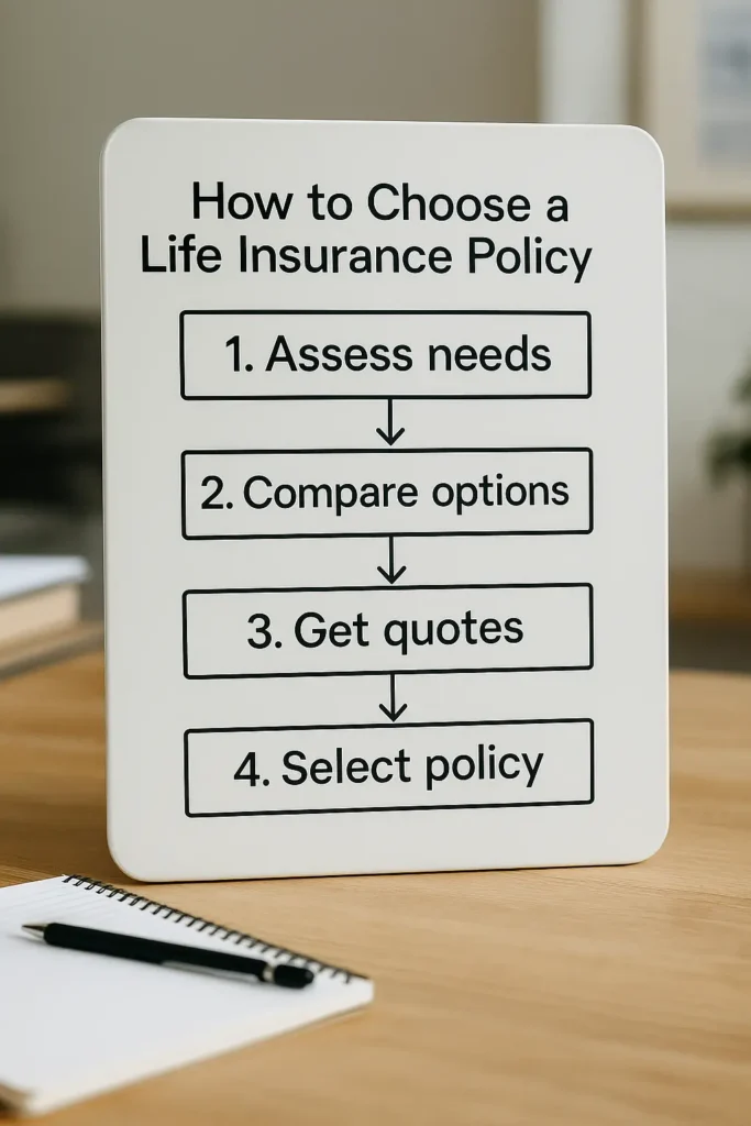 Which Life Insurance Is Right for You — Complete Guide 2025 Which Life Insurance Is Right for You Step-by-step guide on choosing the right life insurance showing process of needs assessment, comparison, and selection