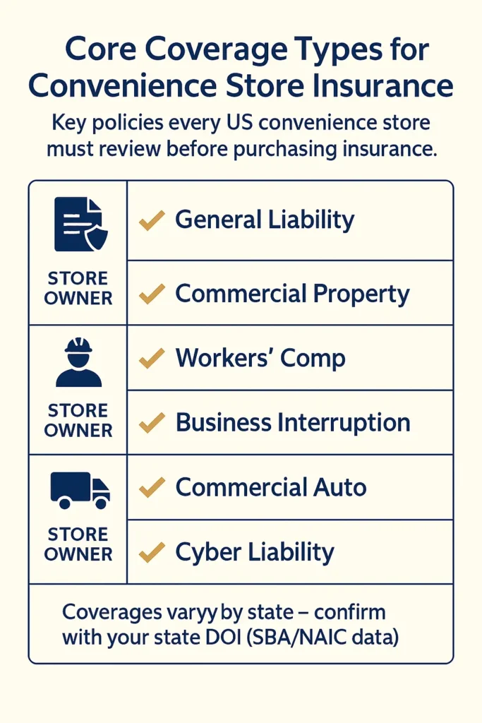 Convenience Store Insurance - Complete Guide 2025 Convenience Store Insurance checklist infographic of required coverage types for convenience store insurance