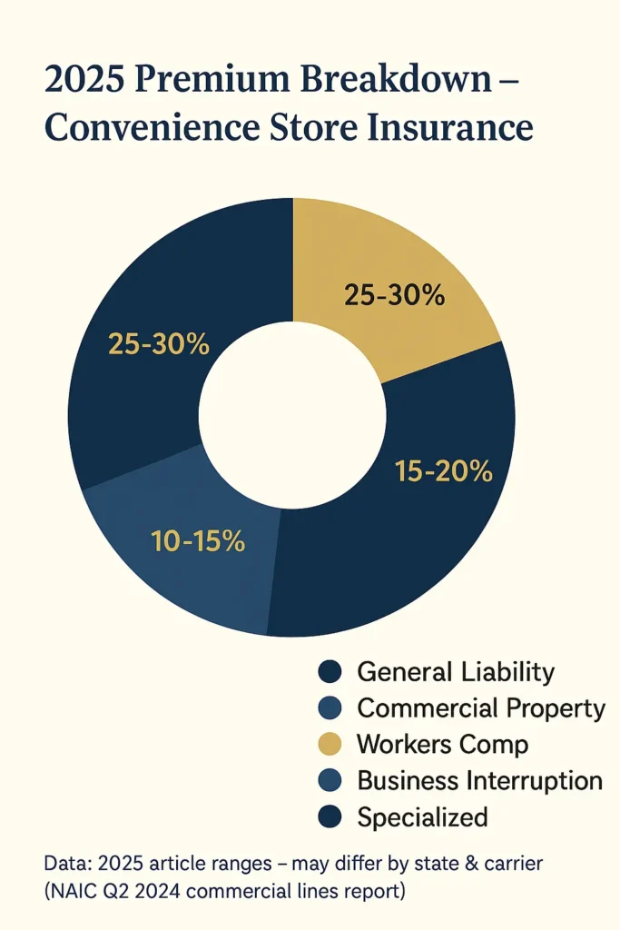 Convenience Store Insurance - Complete Guide 2025 Convenience Store Insurance pie-style chart showing convenience store insurance premium components