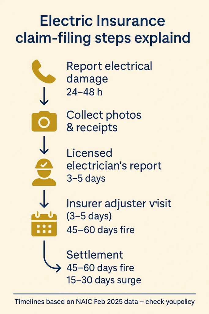 Understanding Electric Insurance Coverage in 2025 Electric Insurance step-by-step Electric Insurance claim-filing workflow diagram