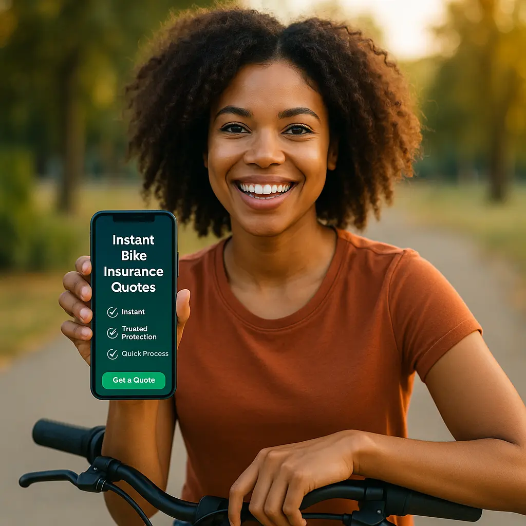 One Day Bike Insurance Cover — Complete Guide 2025 One Day Bike Insurance Cover Get instant bike insurance quotes on smartphone with cyclist smiling confidently outdoors