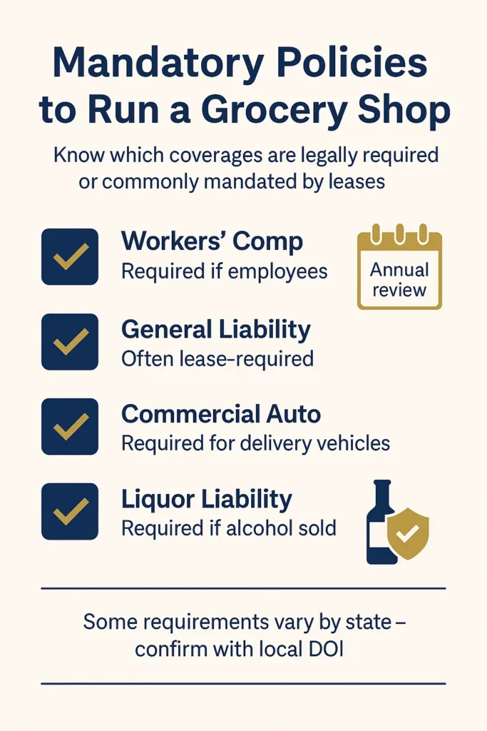 Grocery Store Insurance – Complete Guide 2025 Grocery Store Insurance compliance checklist of mandatory grocery store insurance policies by situation