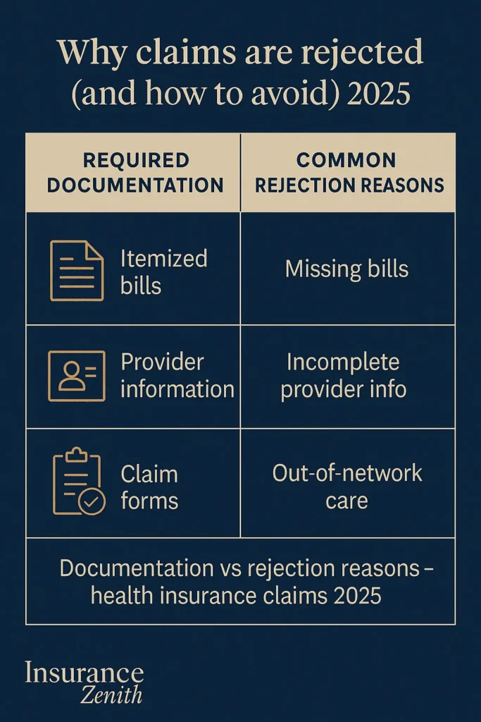 Health Insurance Claims and Reimbursement — Complete Guide 2025 Health Insurance Claims and Reimbursement Table of required documentation and common reasons for claim denial in health insurance — 2025 facts