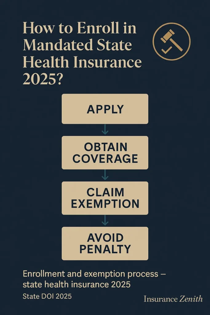 States Require Health Insurance — Complete Guide 2025 States Require Health Insurance Step-by-step process for health insurance enrollment and exemptions in states with mandates — 2025 guide