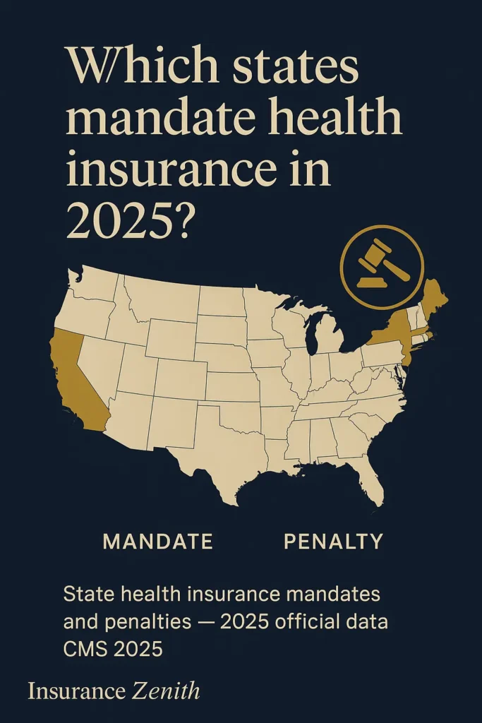 States Require Health Insurance — Complete Guide 2025 States Require Health Insurance Infographic showing states that require health insurance coverage — 2025 rules and penalties