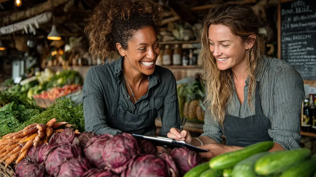 Business Insurance Business Insurance real grocery store owner reviewing grocery store insurance paperwork with advisor