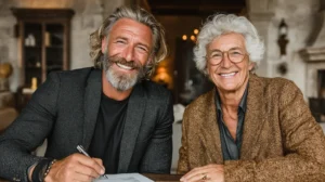 real-life scene showing Home Insurance Payout for Roof Damage discussion between homeowner and insurer