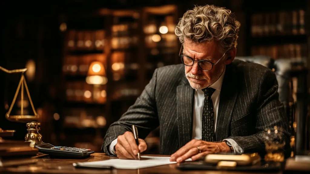 Business Insurance Business Insurance Attorney reviewing cost legal malpractice insurance policy documents in an office