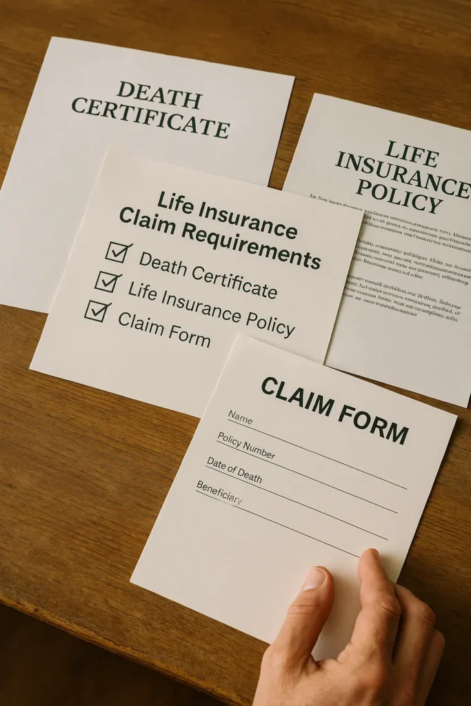 How to File a Life Insurance Claim — Complete Guide 2025 How to File a Life Insurance Claim Life insurance claim requirements checklist with key documents like death certificate and policy papers