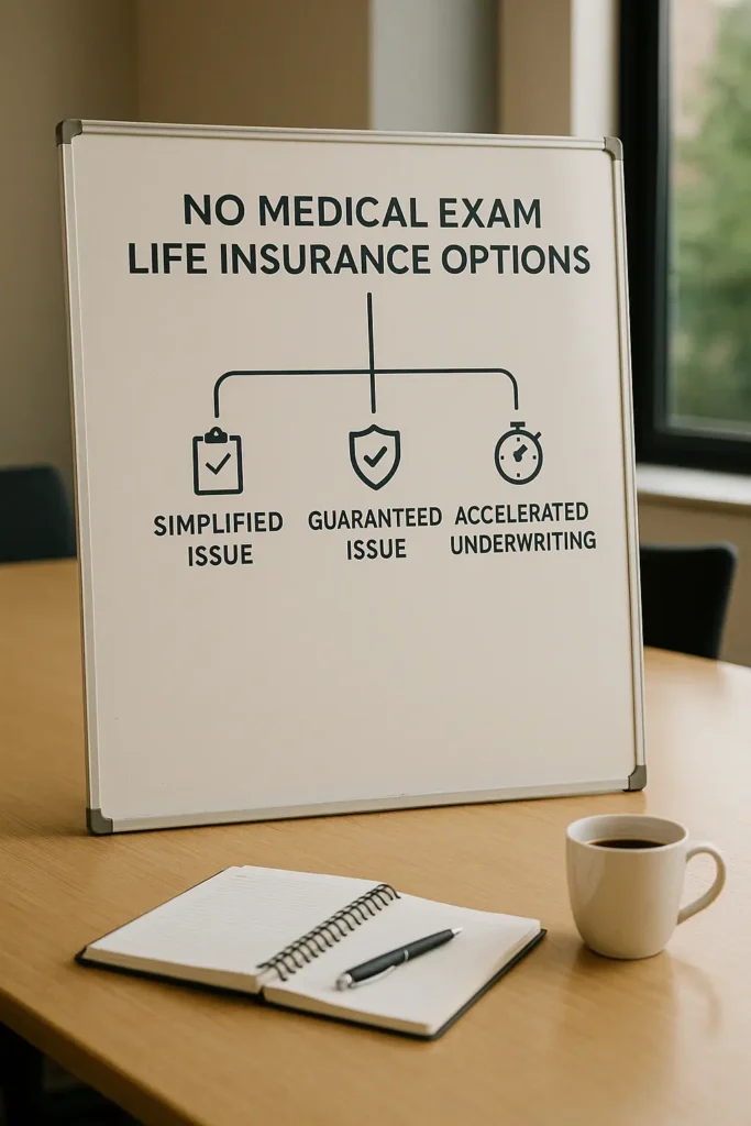No Medical Exam Life Insurance No Medical Exam Life Insurance Visual breakdown of simplified issue, guaranteed issue, and accelerated underwriting options