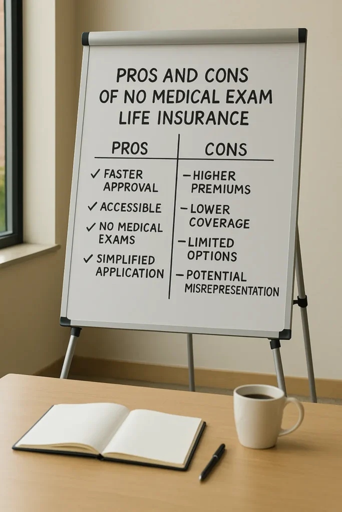 No Medical Exam Life Insurance No Medical Exam Life Insurance Side-by-side comparison of pros and cons of No Medical Exam Life Insurance