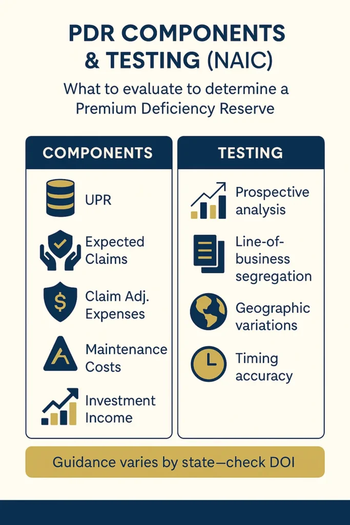 Premium Deficiency Reserve - Complete Guide 2025 Premium Deficiency Reserve Key components and testing requirements for Premium Deficiency Reserve under NAIC standards