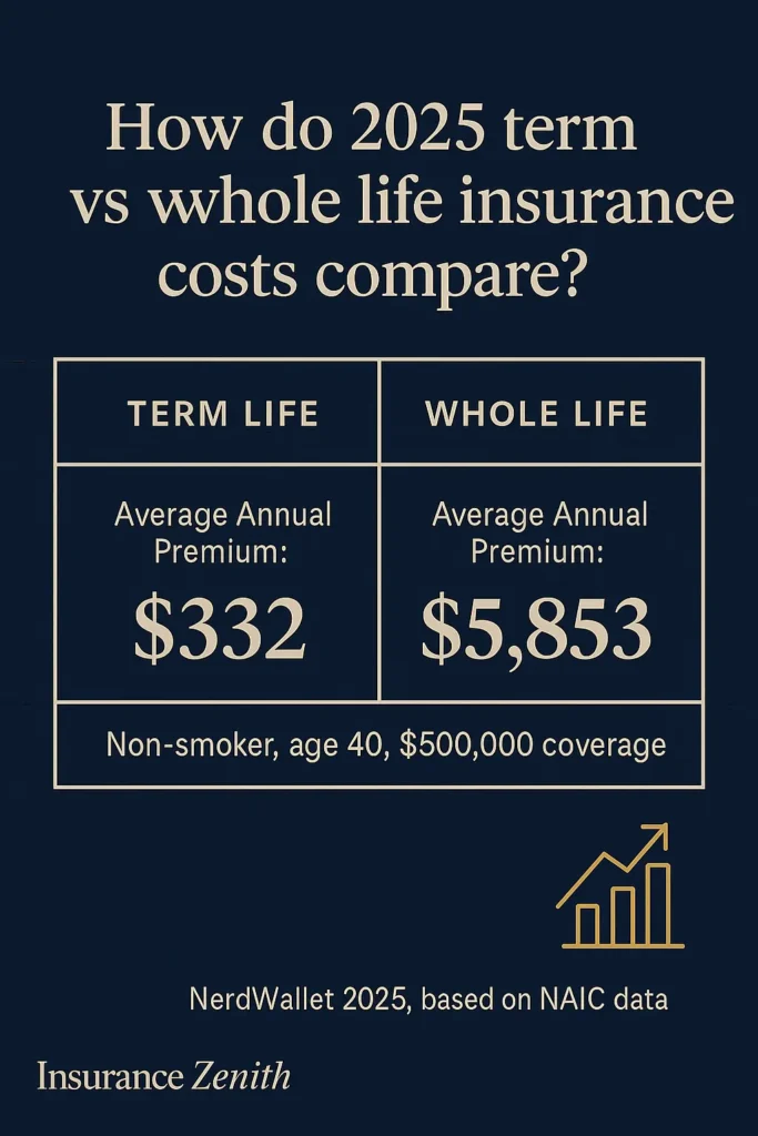 Term vs Whole Life Insurance Term vs Whole Life Insurance Infographic comparing average 2025 costs of term vs whole life insurance in the United States