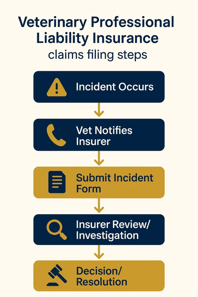 Veterinary Professional Liability Insurance - Complete Guide 2025 Veterinary Professional Liability Insurance step-by-step Veterinary Professional Liability Insurance claims filing workflow diagram