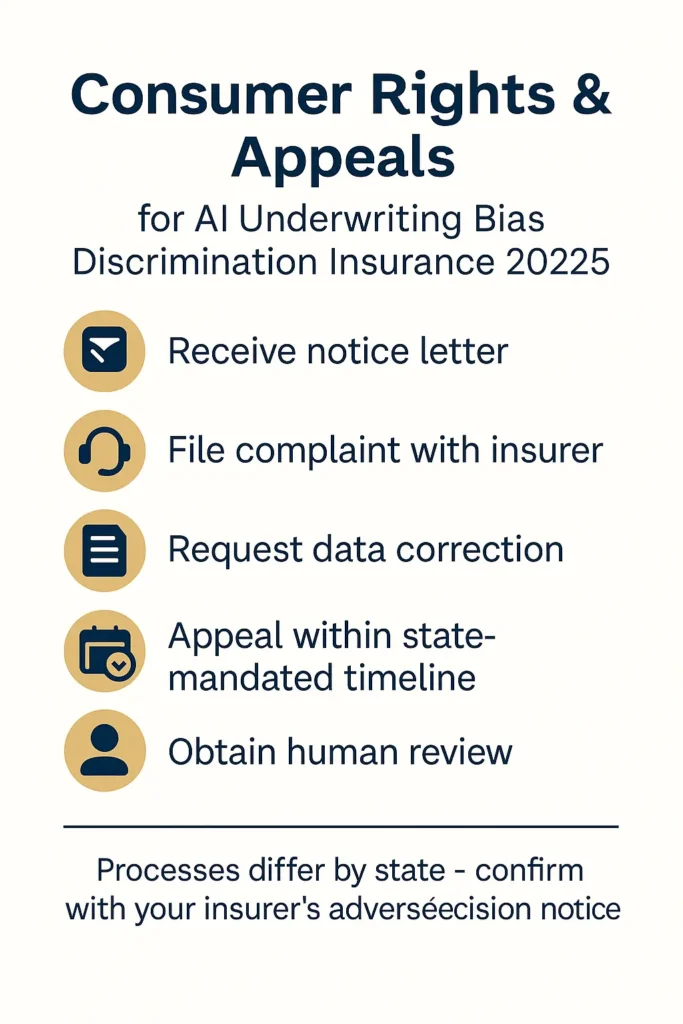 AI Underwriting Bias Discrimination Insurance 2025: Complete Regulatory Guide AI Underwriting Bias Discrimination Insurance 2025 checklist of consumer notice and appeal rights for AI Underwriting Bias Discrimination Insurance 2025 decisions