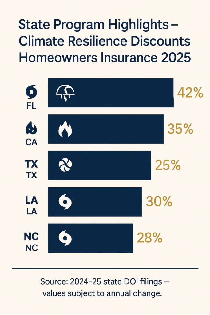 Climate Resilience Discounts Homeowners Insurance 2025: 8 Money-Saving Facts climate resilience discounts homeowners insurance 2025 comparison chart of state programs for Climate Resilience Discounts Homeowners Insurance 2025
